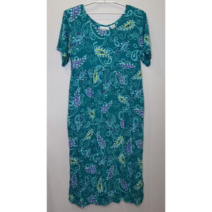 Vintage Diane Von Furstenberg Maxi Dress Sz M/L Green Paisley Lounge Patio Rayon